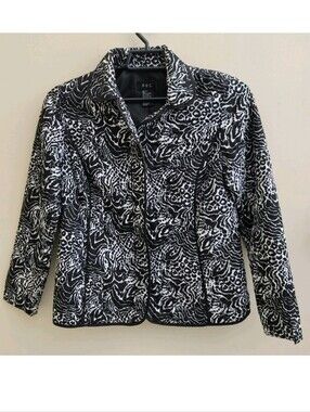 RQT size Small Full Zip Quilted Animal Print Jacket‎ Lightweight Lined Black
